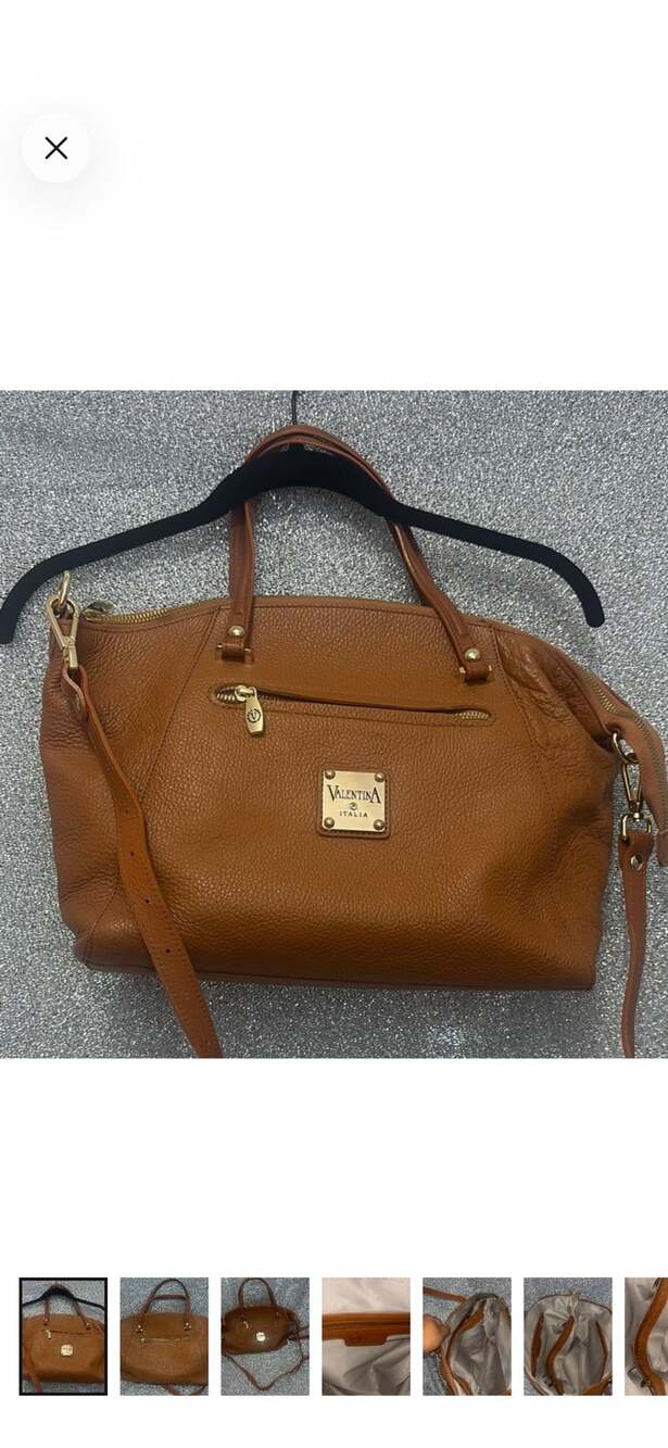 Valentina Brown Leather Hobo Shoulder Bag Purse